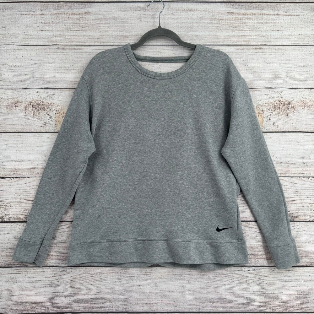Nike Sweatshirt Women Large Gray Open Back Dri-FIT Pullover SP170811NIG